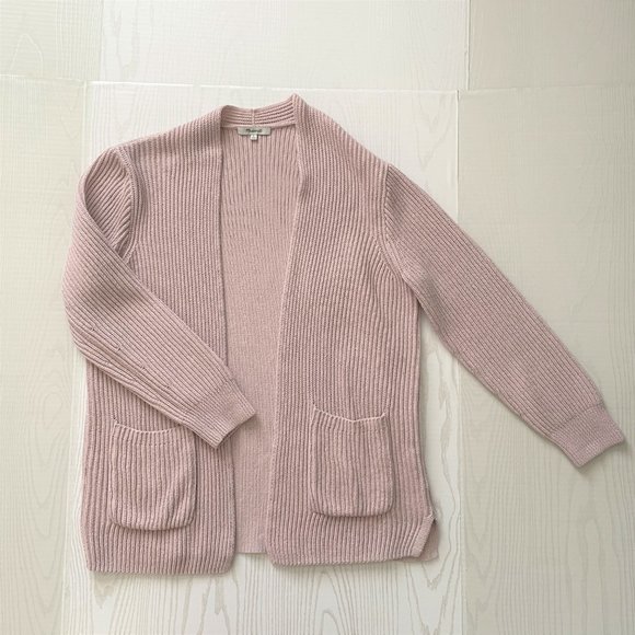 Madewell Women's Nolan Pale Lilac Ribbed Knit Open Front Cardigan - Size L - Picture 4 of 7